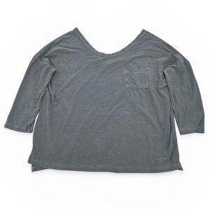 JAMES PERSE Standard Charcoal Grey 3/4 Sleeve Scoop/V Neck T Size 3 (Women's L)